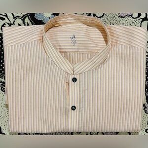Peach Striped Kurta with White Pants – Medium